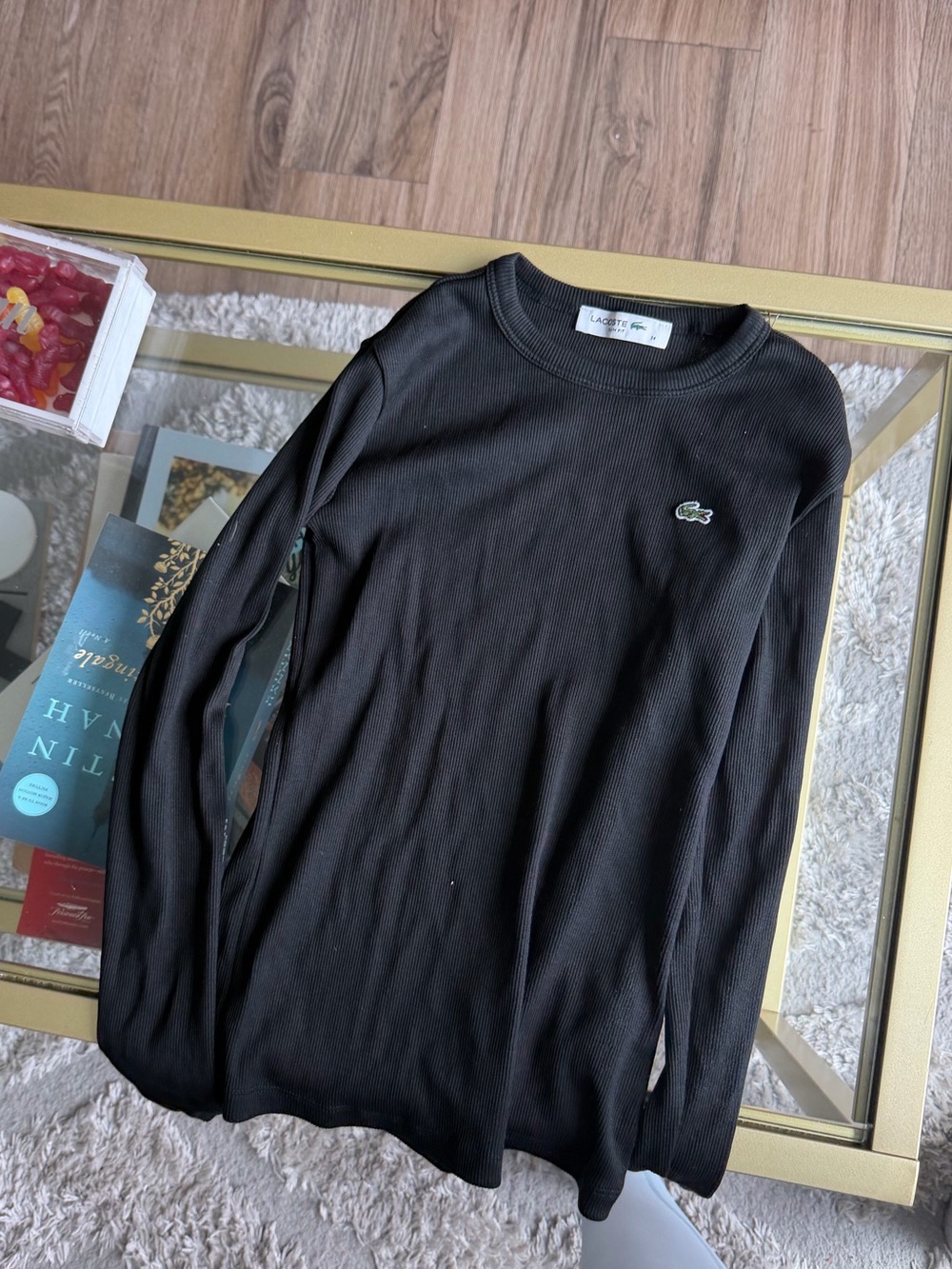 Lacoste Black Men's Crewneck Sweater with Crocodile Logo